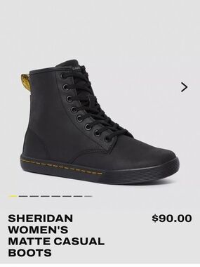 Dr. Martens Black Matte Sheridan Boots with Yellow Accents